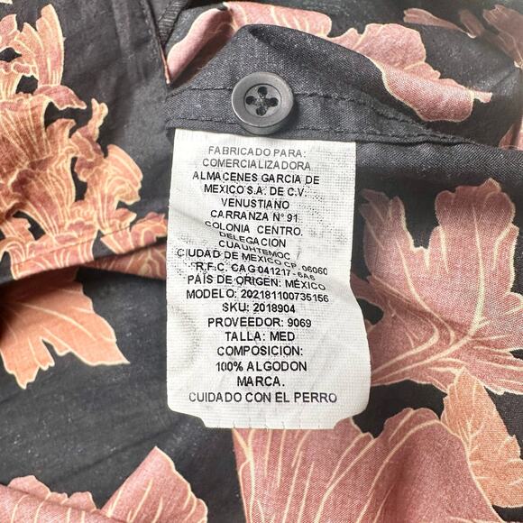 Cuidado Con el Perro | Men | Dark Contrast Floral Leaf Button Up Shirt | Medium - Picture 6 of 7